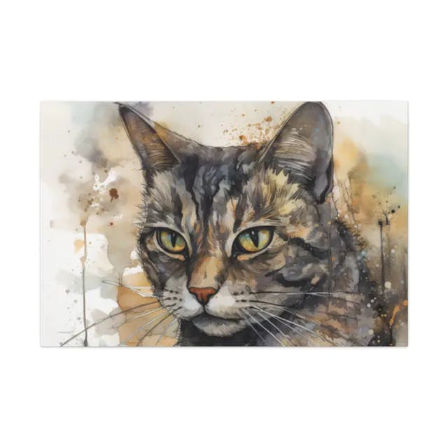 Cat water painting canvas
