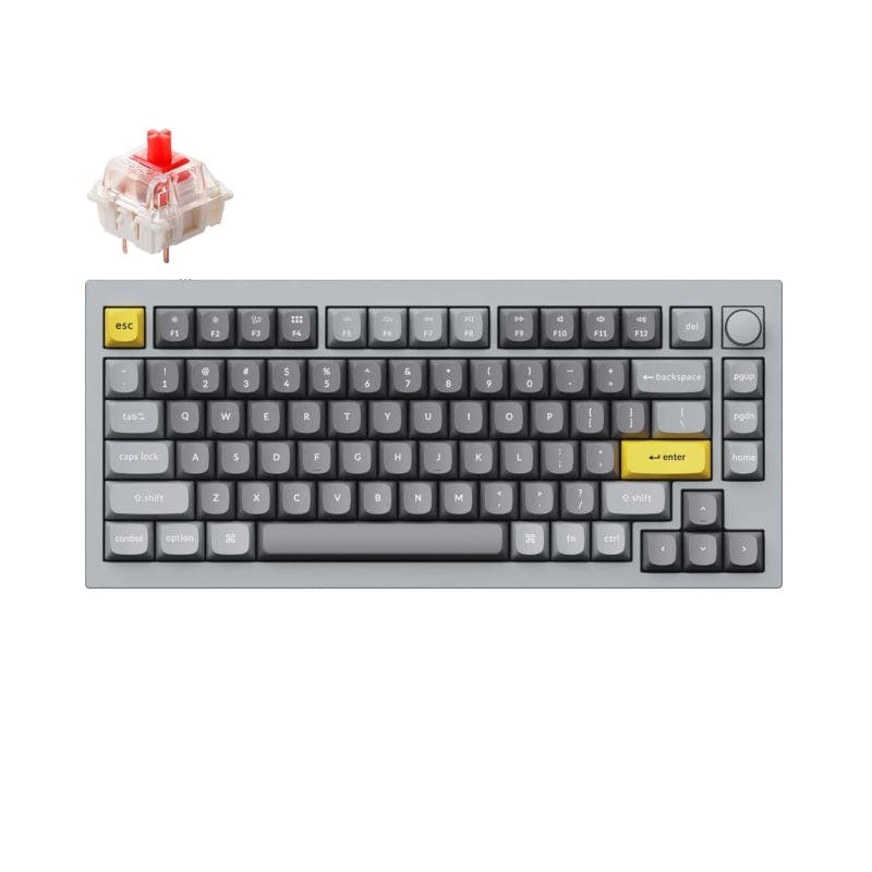 Keychron Q1 75 percent Red G Pro Switches Aluminium RGB Wired Keyboard – Grey